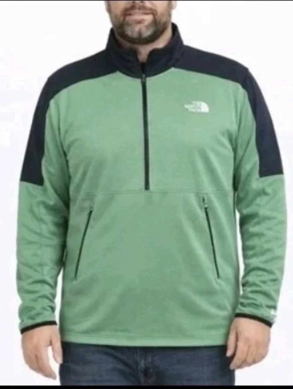 The North Face Fleece Green and Black Half-Zip Performance Pullover